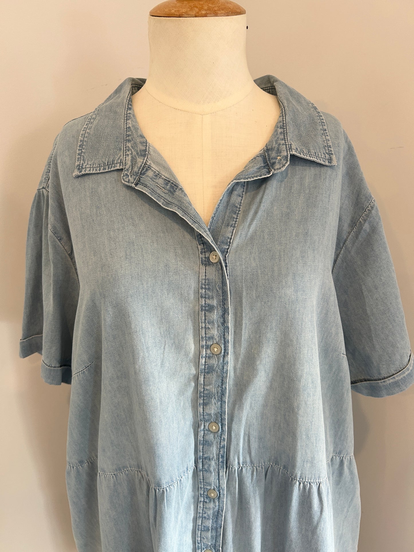 GAP denim tiered button down dress (XXL)
