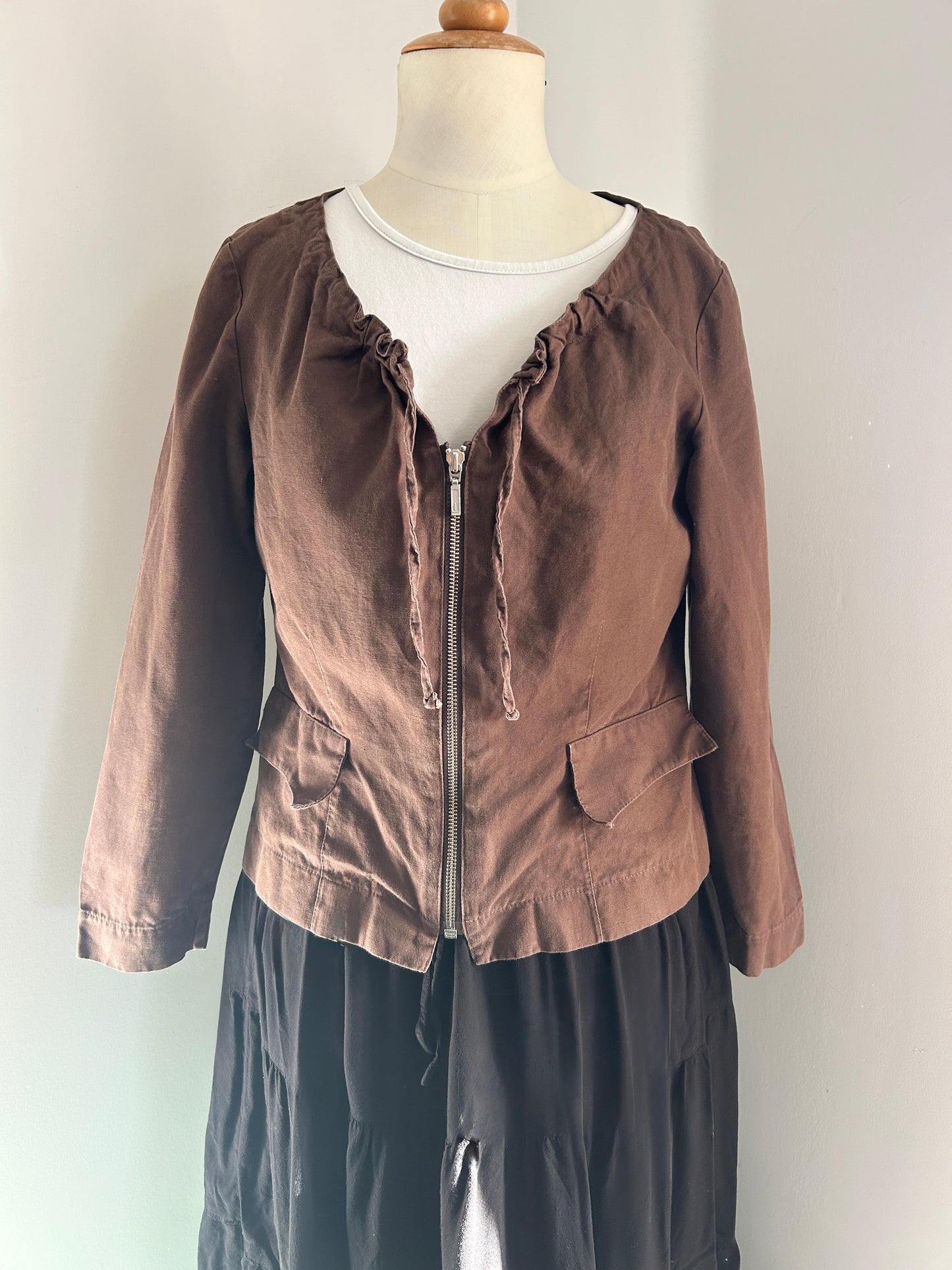 Zardi linen blend zip up jacket, made in NZ (14)