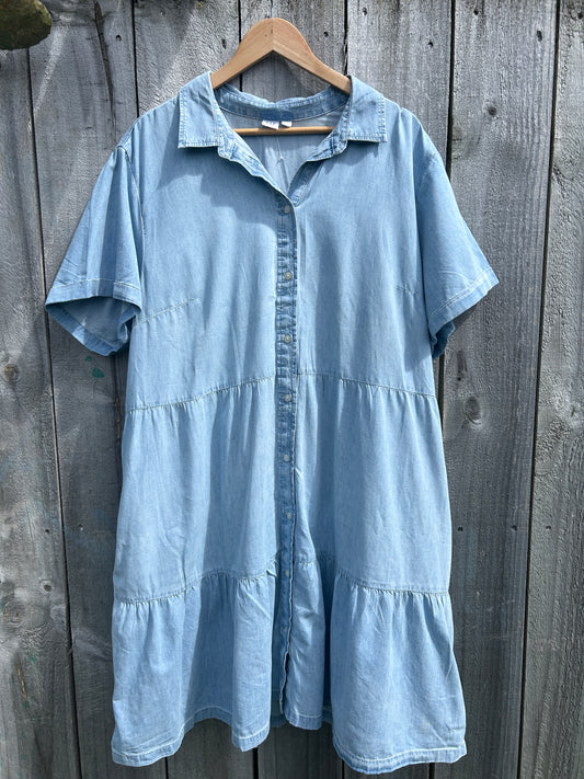 GAP denim tiered button down dress (XXL)