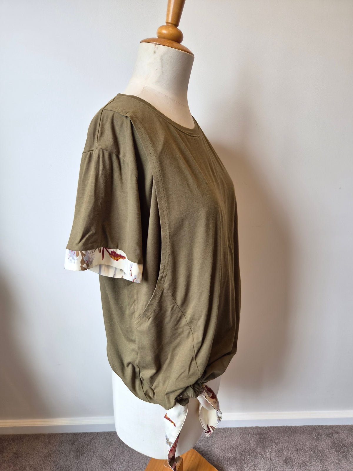 Milkbar Khaki Floral Side Tie Top (L)