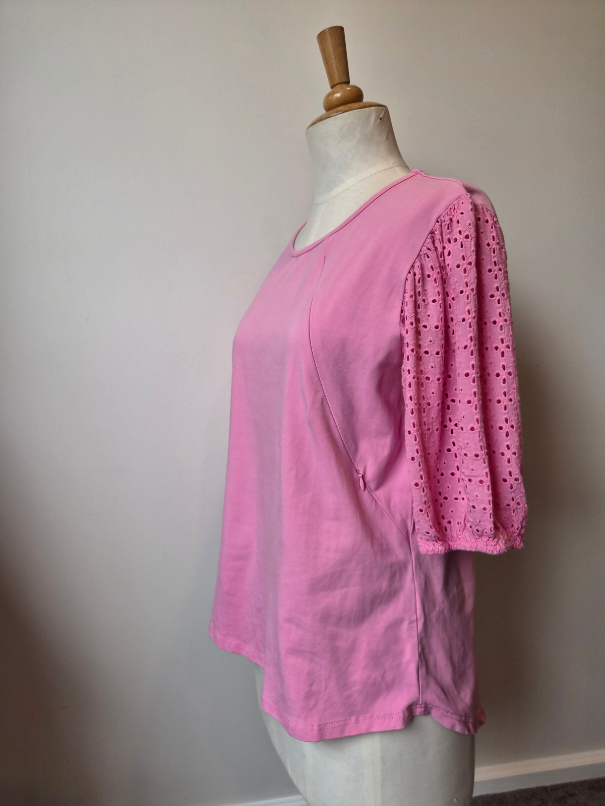 Addison Candy Pink Broderie Sleeve Top (14)