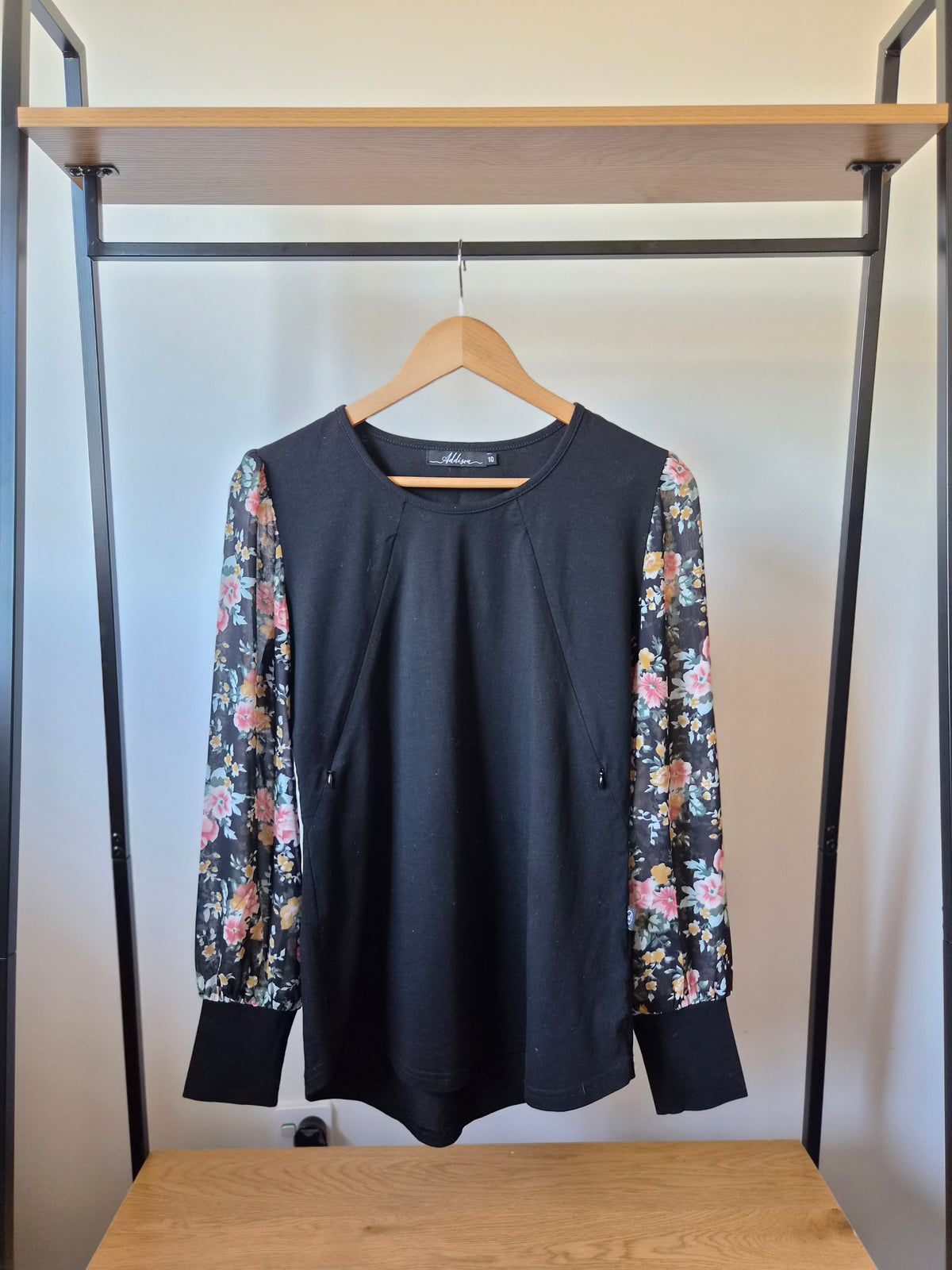 Addison Top with Sheer Floral Sleeve (10)