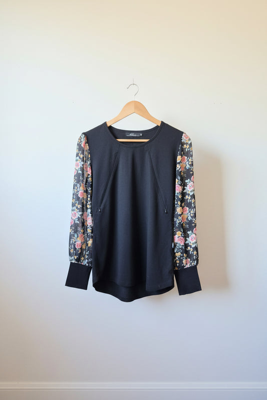 Addison Top with Sheer Floral Sleeve (10)