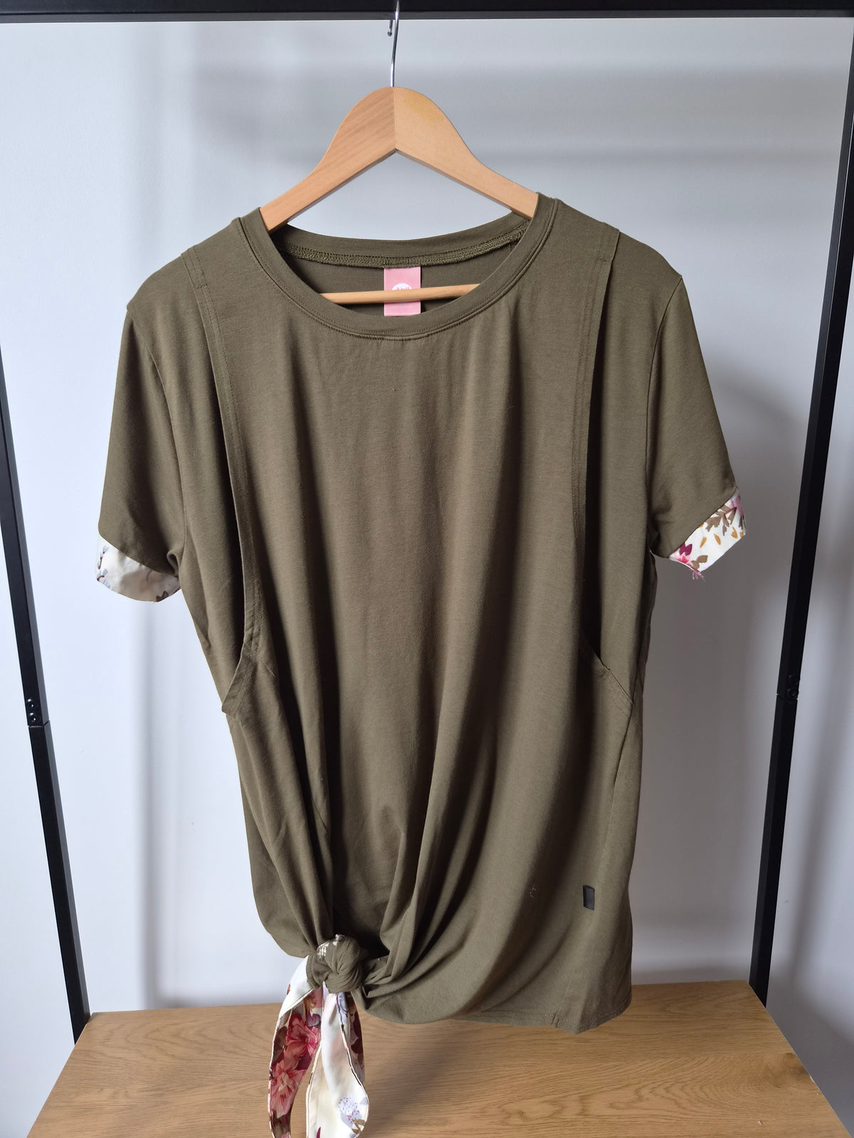 Milkbar Khaki Floral Side Tie Top (L)