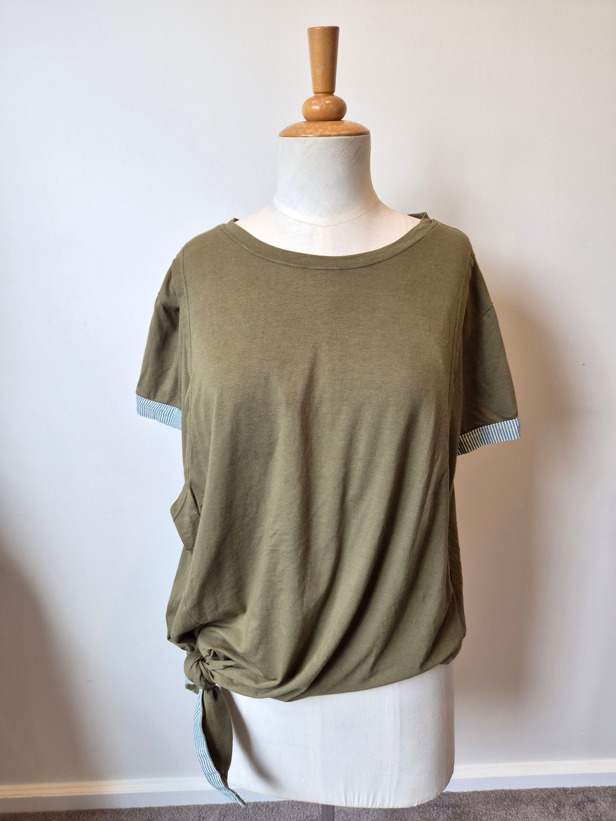 Milkbar Khaki Stripe Side Tie Top (M)