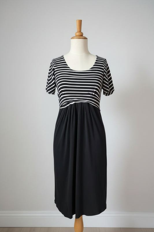 Angel Maternity Black and White Stripe Dress (S)