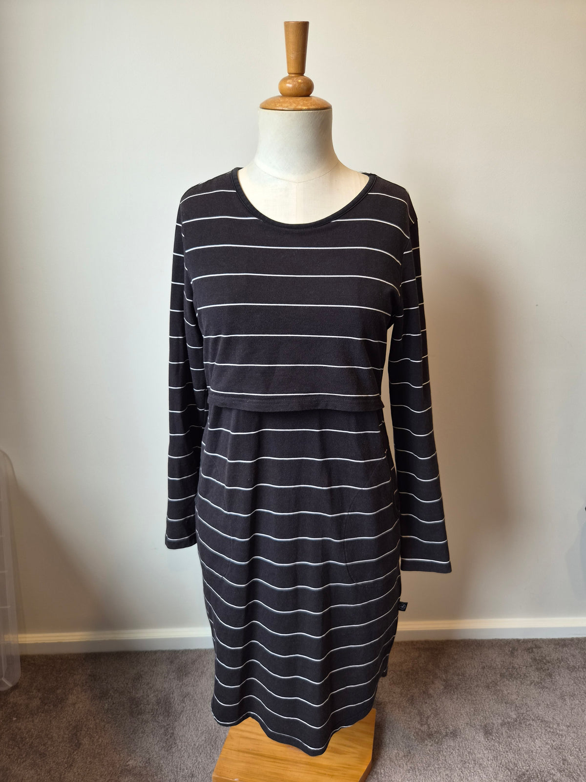 Addison Black Striped L/S Dress (12)
