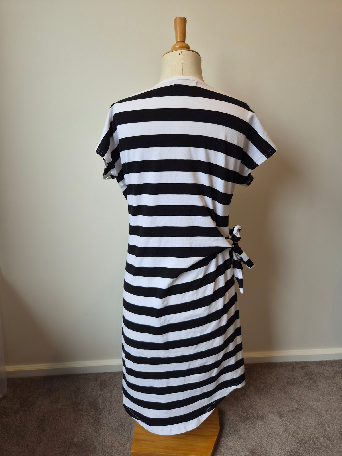 Addison Black and White Striped Dress with Side Tie (10)
