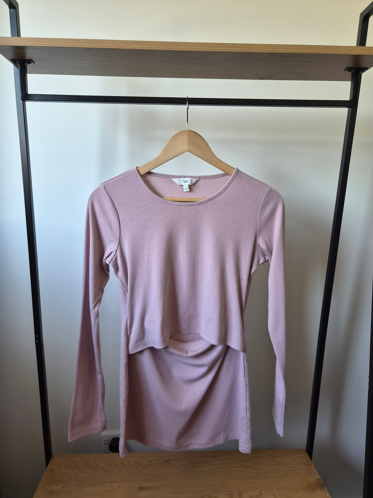 Ripe Maternity Pink Ribbed Top (S)