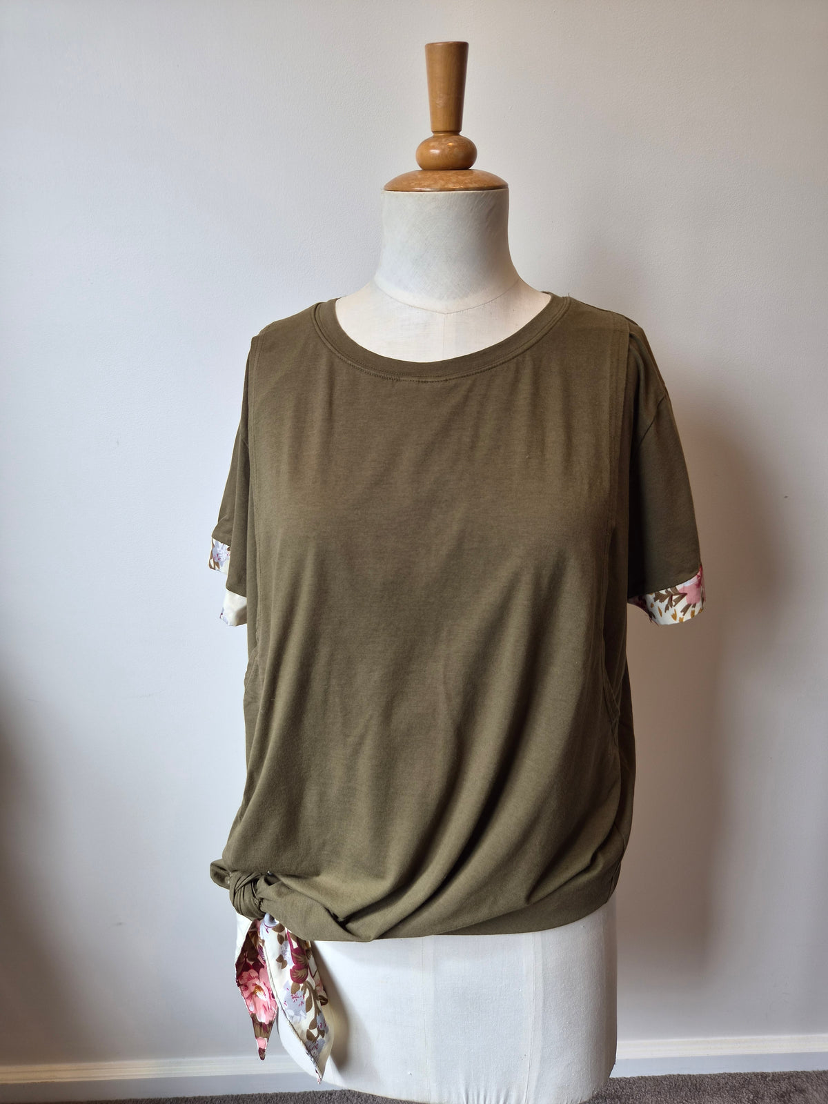 Milkbar Khaki Floral Side Tie Top (L)