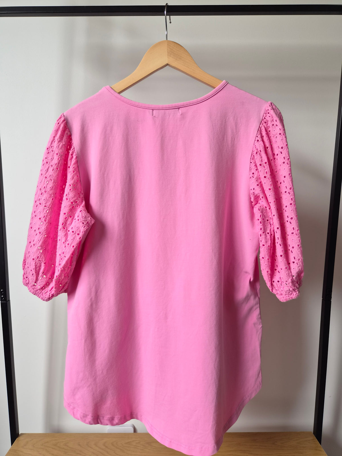 Addison Candy Pink Broderie Sleeve Top (14)